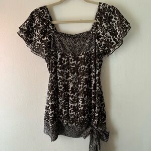 y2k brown and whitete floral blouse
